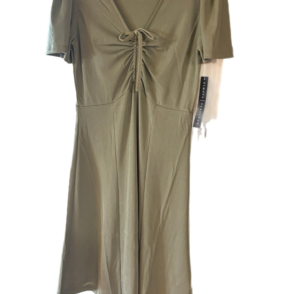 Elegant Olive Green Midi Dress